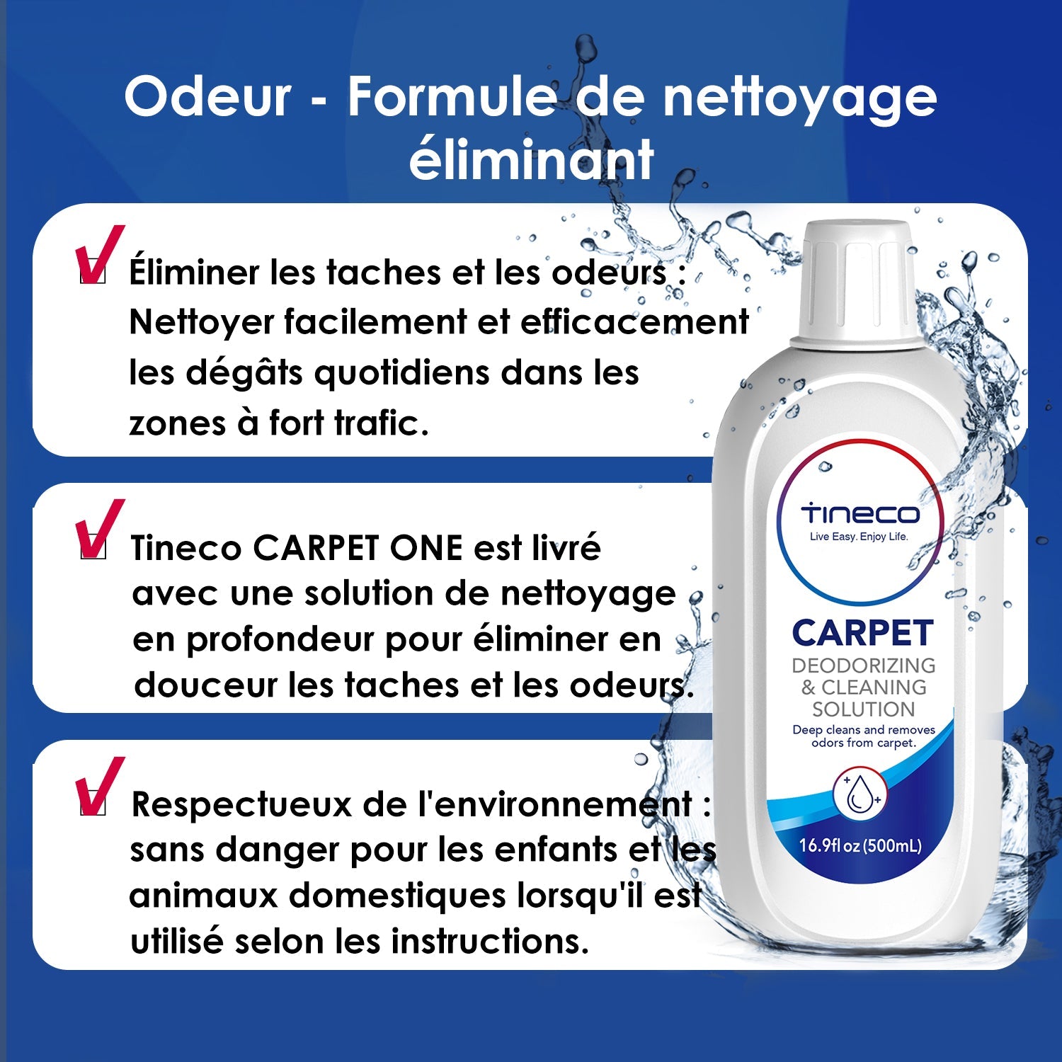 Détergent de nettoyage de tapis pour le nettoyeur de tapis intelligent de la série CARPET ONE